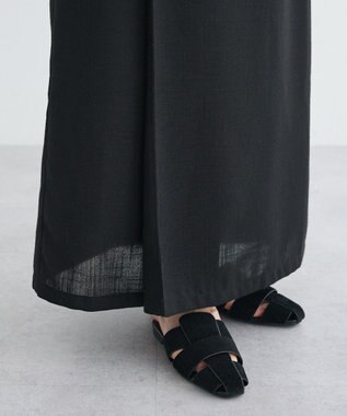 CRAFT STANDARD BOUTIQUE リネンライクラップ風スカート Black