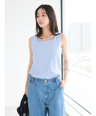 CRAFT STANDARD BOUTIQUE 前後2WAYスクエアデザインタンクトップ Sax