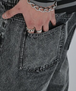 WEGO 【ユニセックス着用ITEM/MLサイズ展開/ウエストゴム】ボクサードッキングデニムパンツ デニムブラックソノタ