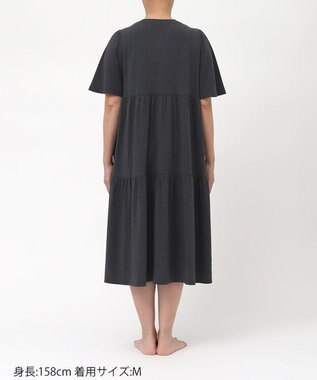 tsumori chisato SLEEP ツモリチサト ワンピース 5分袖 半袖 ルームウエア 綿混ベア天竺 ロング丈(ふくらはぎ付近) レディース UNT156 /ワコール ブラック