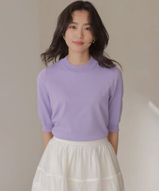 組曲 S マイラックカラー 6分袖 ニット ウィステリア系