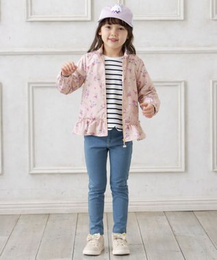 ANY KIDS フード取り外し 総柄 ブルゾン ピンク系花柄