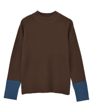 AMERICAN HOLIC バイパチ袖配色リブプルオーバー Brown
