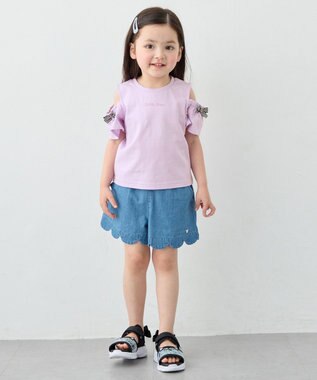 ANY KIDS 【綿100%】オンオフショルダー Tシャツ ラベンダー