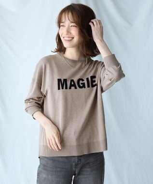 ANY L 【洗濯機可】インターシャロゴニット モカ