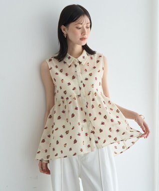 YECCA VECCA シアージャガードペプラムブラウス Ivory