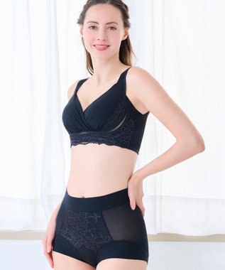 BRADELIS New York 【BRADELIS NewYork peace】綿混フィットレースショーツ25 深め 補正下着 ヒップアップ 美尻 ブラック