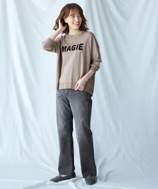 ANY L 【洗濯機可】インターシャロゴニット モカ