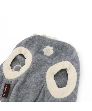 PET PARADISE ペットパラダイス 背中開き ベスト 《お花 アップリケ》 小型犬 グレー