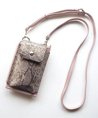 LA BAGAGERIE 【インスタグラマー chiyoさん×LA BAGAGERIE】コンビスマホショルダー ピンク×パイソン