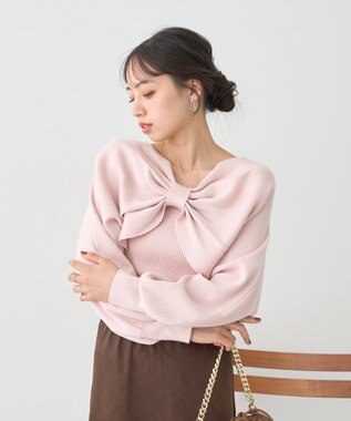 earth music&ecology 【WEB限定】リボンニットアンサンブル Pink