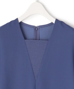 ICB 【接触冷感・UVケア・速乾・洗える】FluidBackSatin レイヤードデザインワンピース ブルーベリー系