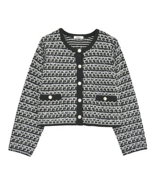 earth music&ecology ニットツイードジャケット Black