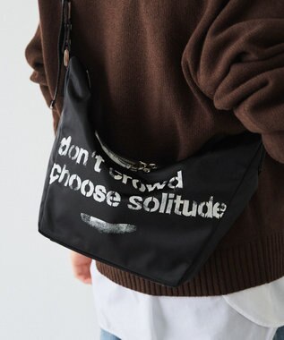 russet ステンシル風プリント ナイロン2WAYミニショルダーバッグ(SF-270) Black