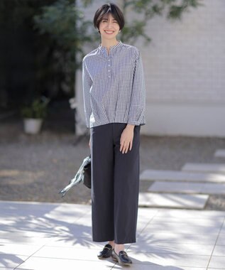 J.PRESS LADIES S 【セットアップ対応・洗える】セルロースリネンストレッチ ワイド パンツ ネイビー系