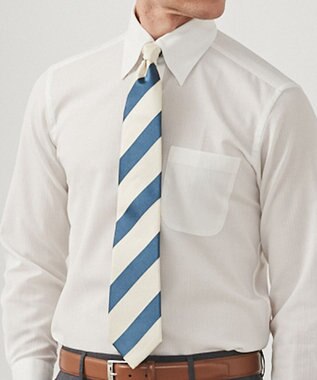 GOTAIRIKU 春夏向け【形態安定】SUMMERPREMIUMPLEATS_スナップダウンカラー _織柄_ 長袖ドレスシャツ(25年春夏モデル) ホワイト系1(ドビーストライプ)