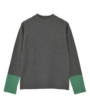 AMERICAN HOLIC バイパチ袖配色リブプルオーバー Charcoal Gray