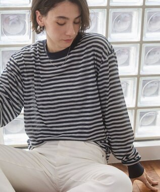 WEGO 【ANGIE VINTAGE】シアースラブボーダーロンＴ ブルーボーダー