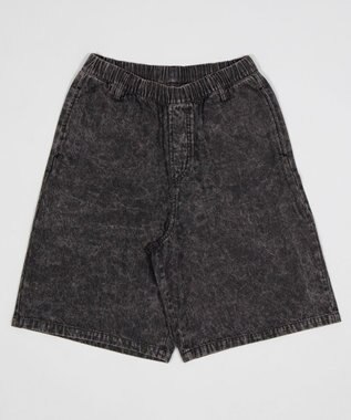 WEGO 【ウエストゴム/SMLサイズ展開】イージーコットンハーフパンツ デニムブラックソノタ