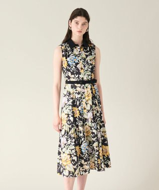 GRACE CONTINENTAL ボタニカルプリントワンピース ブラック