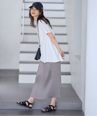 ANY L 【ウエストゴム】プリーツアイラインスカート グレー