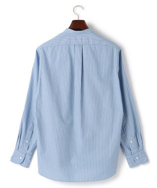 J.PRESS MEN 【WEB・一部店舗限定】コットンブロードストライプ バンドカラーシャツ ブルー系1