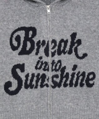 WEGO フラッフィーグラフィックジャガードニットZIPパーカー グレー