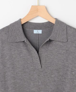 組曲 【加藤ローサさん着用】スキッパーニット ワンピース ライトグレー系