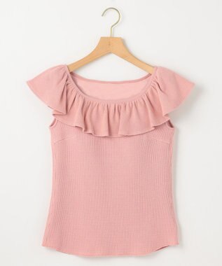 組曲 L 【組曲×setsuko sagittaire】カップ付きフリルTシャツ ピンク系