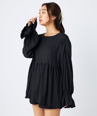 OP／FILA 【Ocean Pacific】ティアードトップス＋ショートパンツ付き 4点セット ブラック