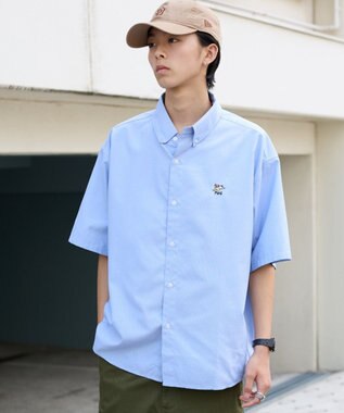 WEGO 【ユニセックス着用ITEM/MLサイズ展開】オックスフォードワンポイントシャツ（SS） サックス