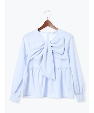 Te chichi リボンディテールペプラムブラウス サックスブルー