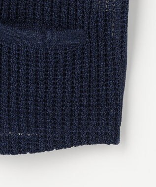 JOSEPH ABBOUD 【エコ素材和紙使用・日本素材】和紙杢メッシュクルーネック ニットジレ ネイビー系
