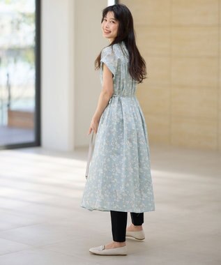 ANY 【手洗い可能】レトロギャザーワンピース サックス