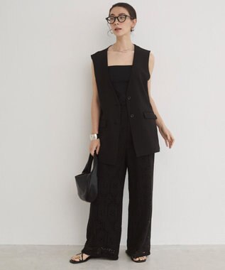 WEGO 【ANGIE VINTAGE】クロシェレースワイドイージーパンツ ブラック
