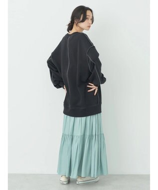 earth music&ecology 配色ルーズスウェット Black