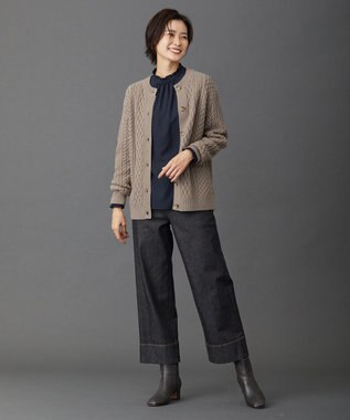 J.PRESS LADIES L 【洗える】 10oz Stretch Denim セミワイド パンツ ブラック系