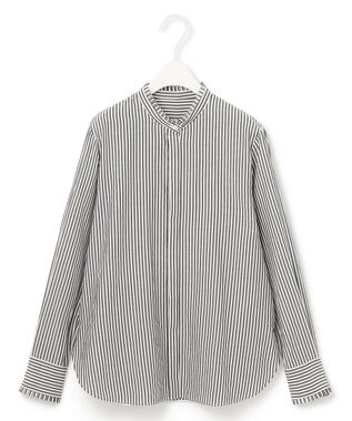 ICB 【洗える】 アルコットストライプ シャツブラウス ブラックストライプ系