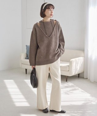 WEGO 【ANGIE VINTAGE/セットアップ対応】ワイドスウェットパンツ ベージュ