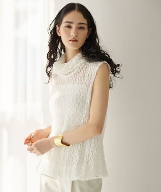 #Newans タートルネックレースブラウス ホワイト