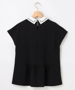 組曲 【先行予約】フレンチテリー 刺繍襟 ペプラムカットソー ブラック系