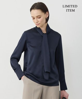 ICB L 【WEB限定】 ドレープサテン ボウタイブラウス