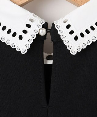 組曲 【先行予約】フレンチテリー 刺繍襟 ペプラムカットソー ブラック系