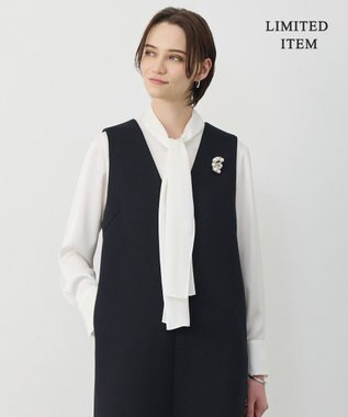 ICB 【WEB限定】 ドレープサテン ボウタイブラウス オフホワイト系