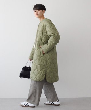 AMERICAN HOLIC 軽ポカノーカラーキルティングロングコート Khaki