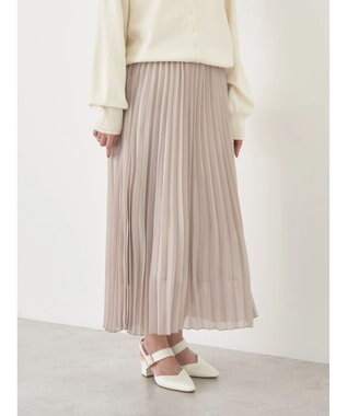 earth music&ecology すきな丈シフォンプリーツスカート Gray Beige