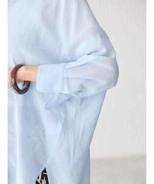 AMERICAN HOLIC 接触冷感５分袖変形ドルマンシアーシャツ Sax