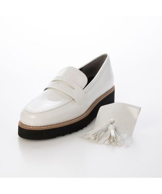 MODE ET JACOMO <carino>【レイン対応】【2WAY】厚底タッセルローファー ホワイト