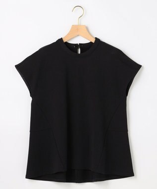 組曲 【先行予約】フレンチテリー 刺繍襟 ペプラムカットソー ブラック系