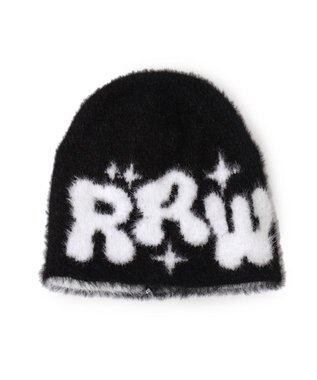 WEGO シャギーキラキラロゴニットキャップ ブラック